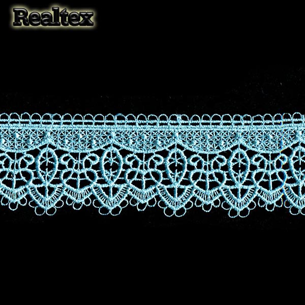 Кружево  гипюр  Realtex  40мм LF-071 цв.34 бирюзовый  