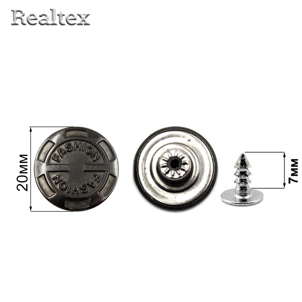 Пуговица джинсовая 20мм RS "Fashion" №10/37 цв.черный никель