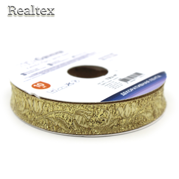 Тесьма жакардовая TRJ-07 16мм (10м) цв.золото 