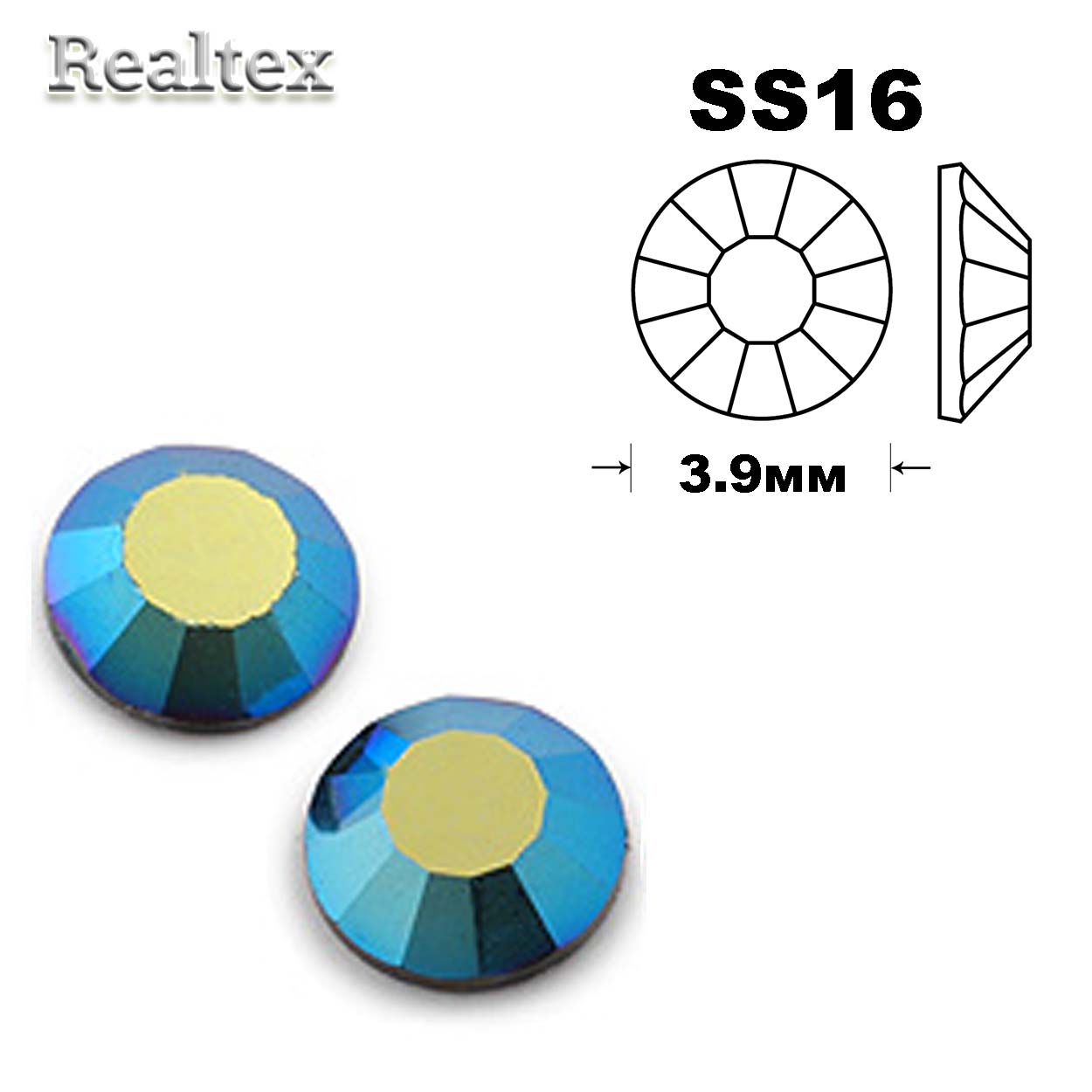 Стразы термоклеевые SWAROVSKI SS-16 (100шт) цв.Jet AB 