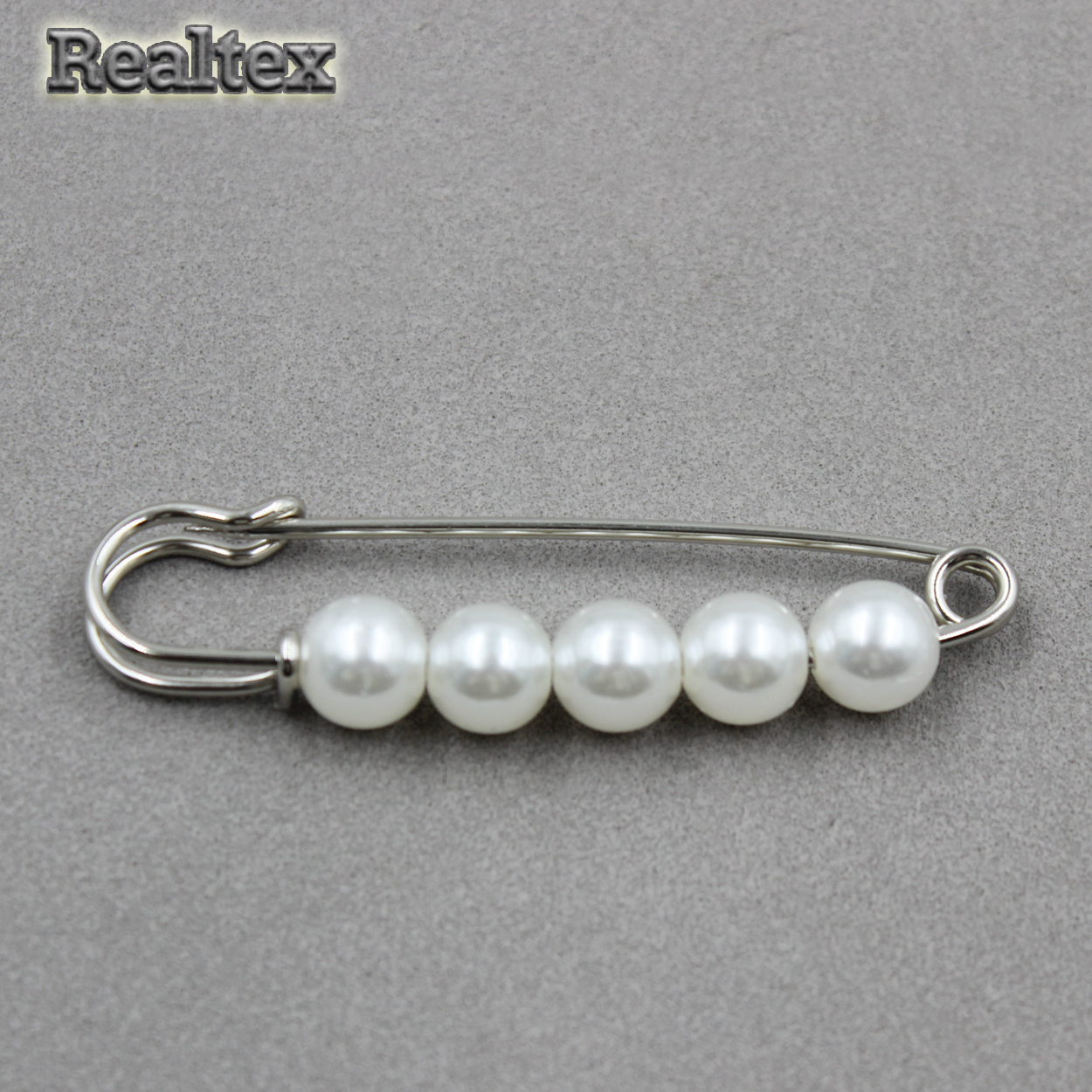 Булавки декоративные Realtex FD-060-1 55мм (5шт) цв.никель/белый