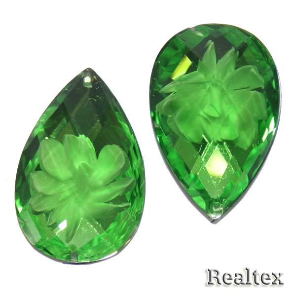 Стразы пластиковые пришивные AB-2 большие цв.зеленый 