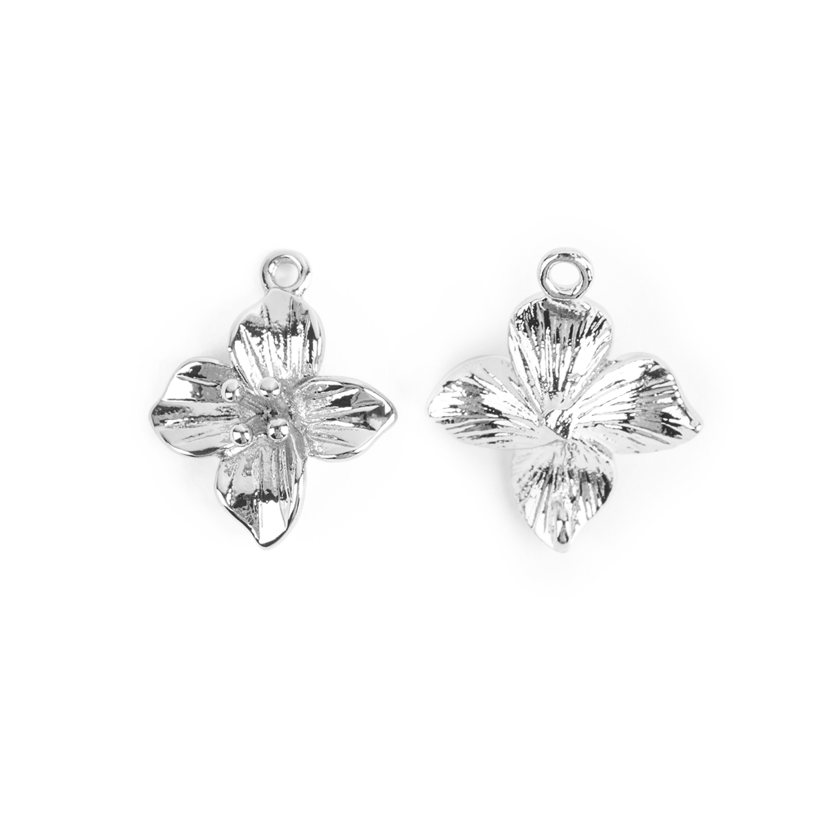 Подвеска металл FMK-P06 "Цветок" 10*12мм цв.01 серебро