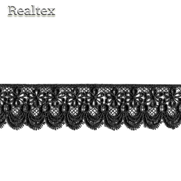 Кружево  гипюр  Realtex  30мм LF-504 цв.01 черный  