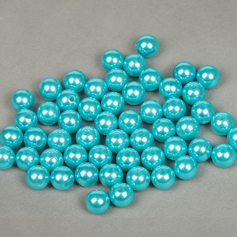 Бусины пластик Realtex 10мм под жемчуг (100гр) цв.099 ярко-бирюзовый
