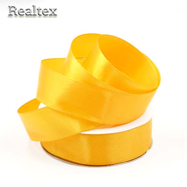 Лента атласная 25мм Realtex (32,9м) цв.017 желтый