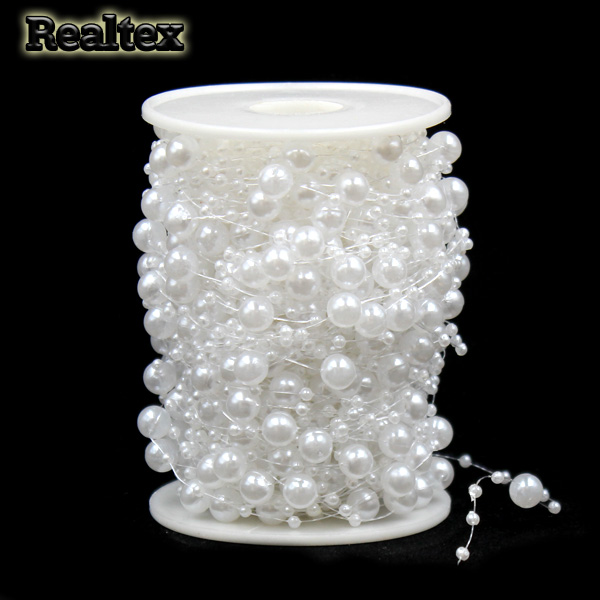 Бусины тесьма Realtex 3мм+8мм цв.01 белый