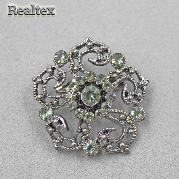 Брошь со стразами Реалтекс FR-8-22 (2шт) цв.черный никель