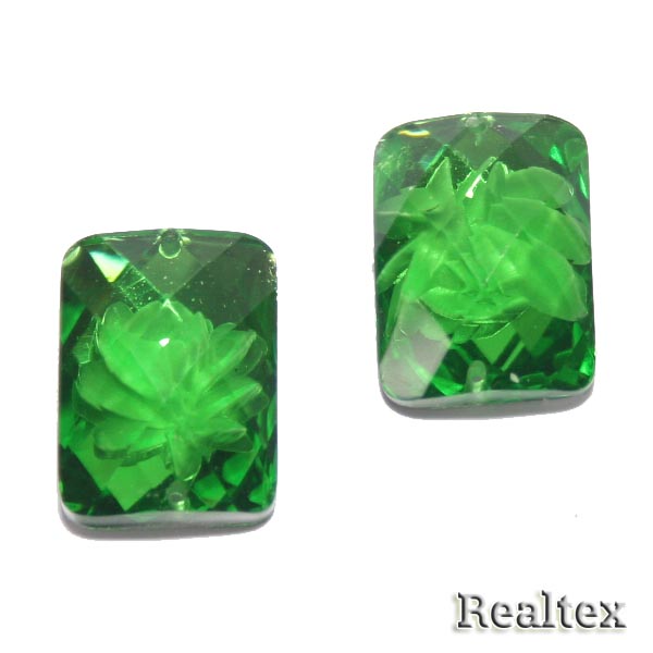 Стразы пластиковые пришивные AB-5 большие цв.зеленый 