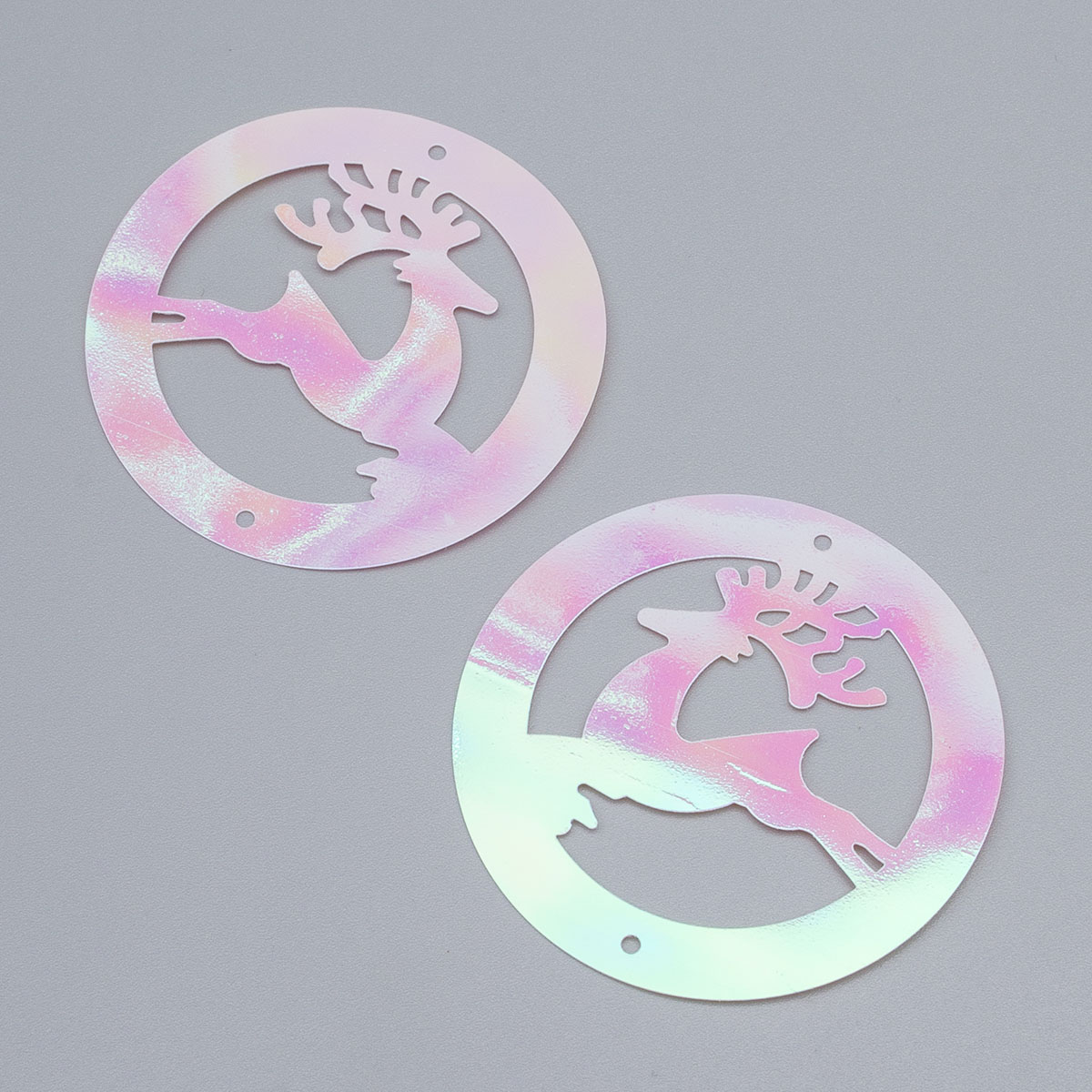 Пайетки "Астра" "олень в шаре" 5,5см (30шт) цв.перламутр голограмма