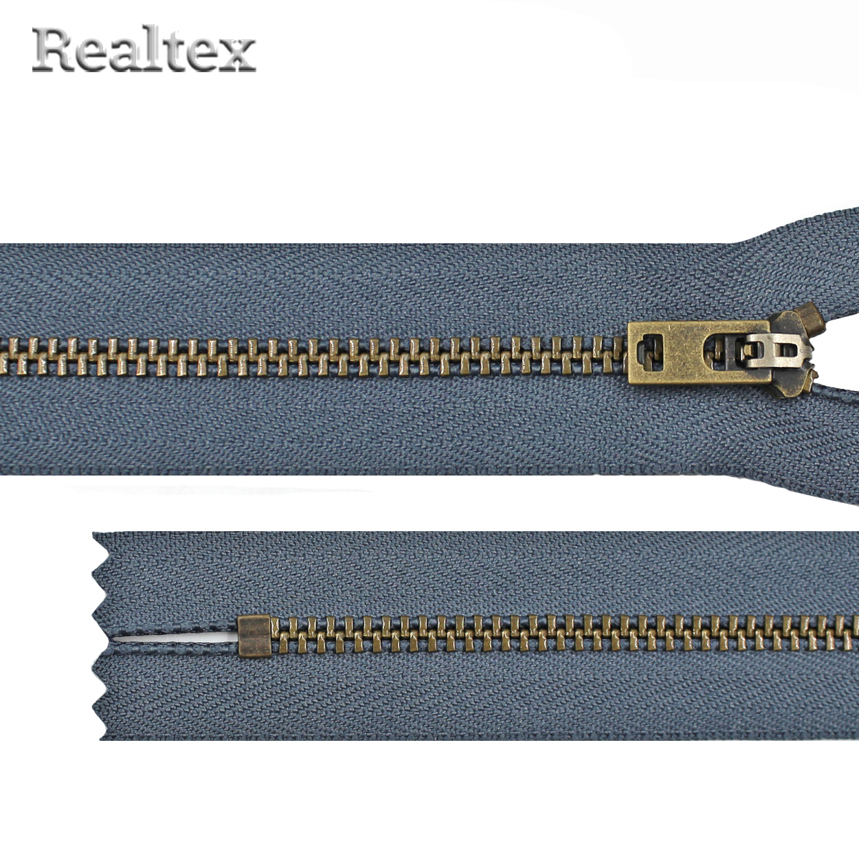 Молнии джинсовые JIN 4B  бронза 18см Т.4, неразъёмная №1 (10шт) цв.309 тёмно-серый