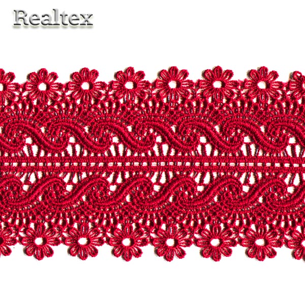 Кружево  гипюр  Realtex 112мм LF-7057 цв.19 темно-красный  