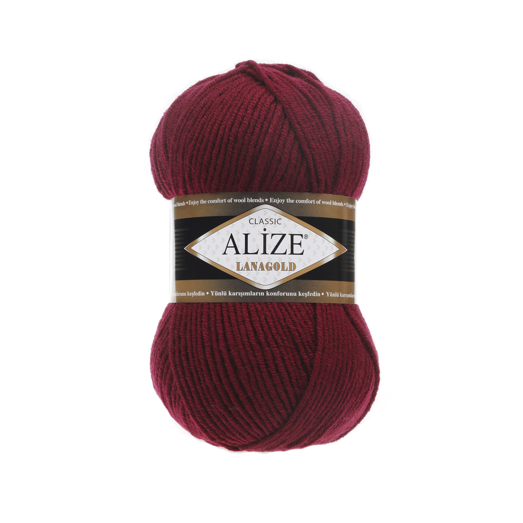 Пряжа Alize "Lana Gold" (100гр) цв.057 бордовый