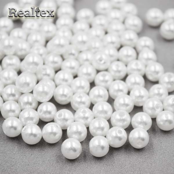 Бусины пластик Realtex 6мм Premium (500гр) цв.белый