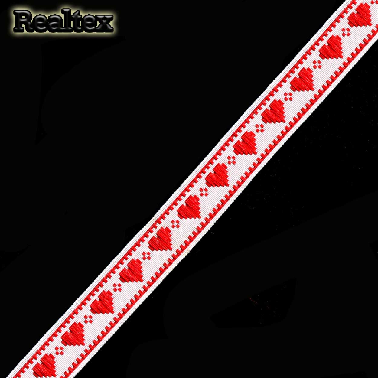 Тесьма жакардовая 18мм с1851г17 рис.9506 (10м) цв.белый/красный