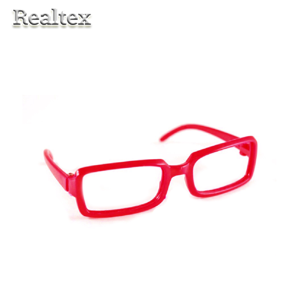 Очки без стекла прямоугольные пластик 26287 9см для игрушек цв.красный