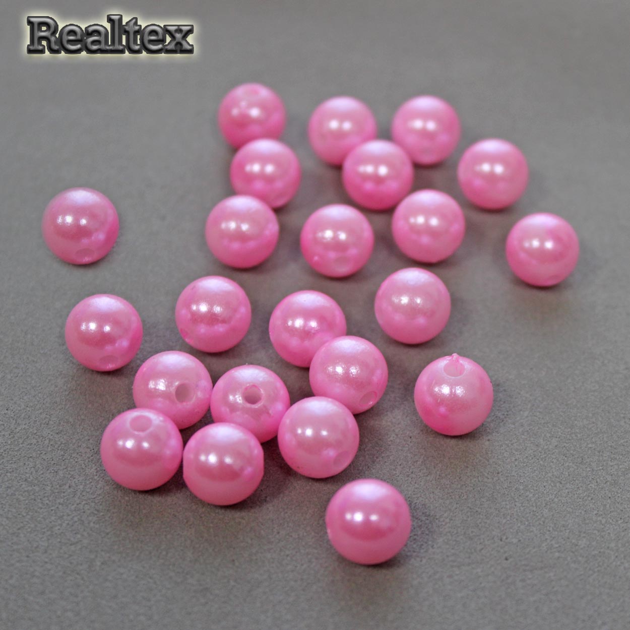 Бусины пластик Реалтекс 10мм под жемчуг (100гр) цв.015 розовый
