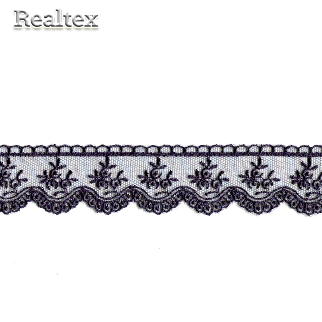 Кружево Реалтекс на сетке  40мм 4BE4013 (12м) цв.темно-синий