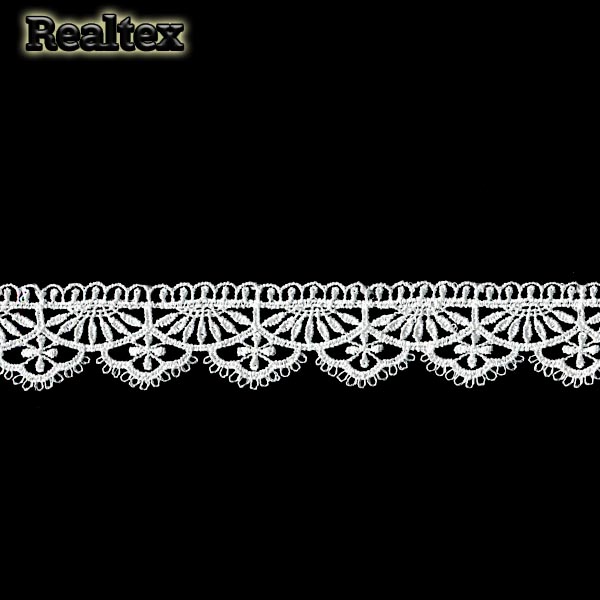 Кружево  гипюр  Realtex  28мм LF-852 цв.02 белый  