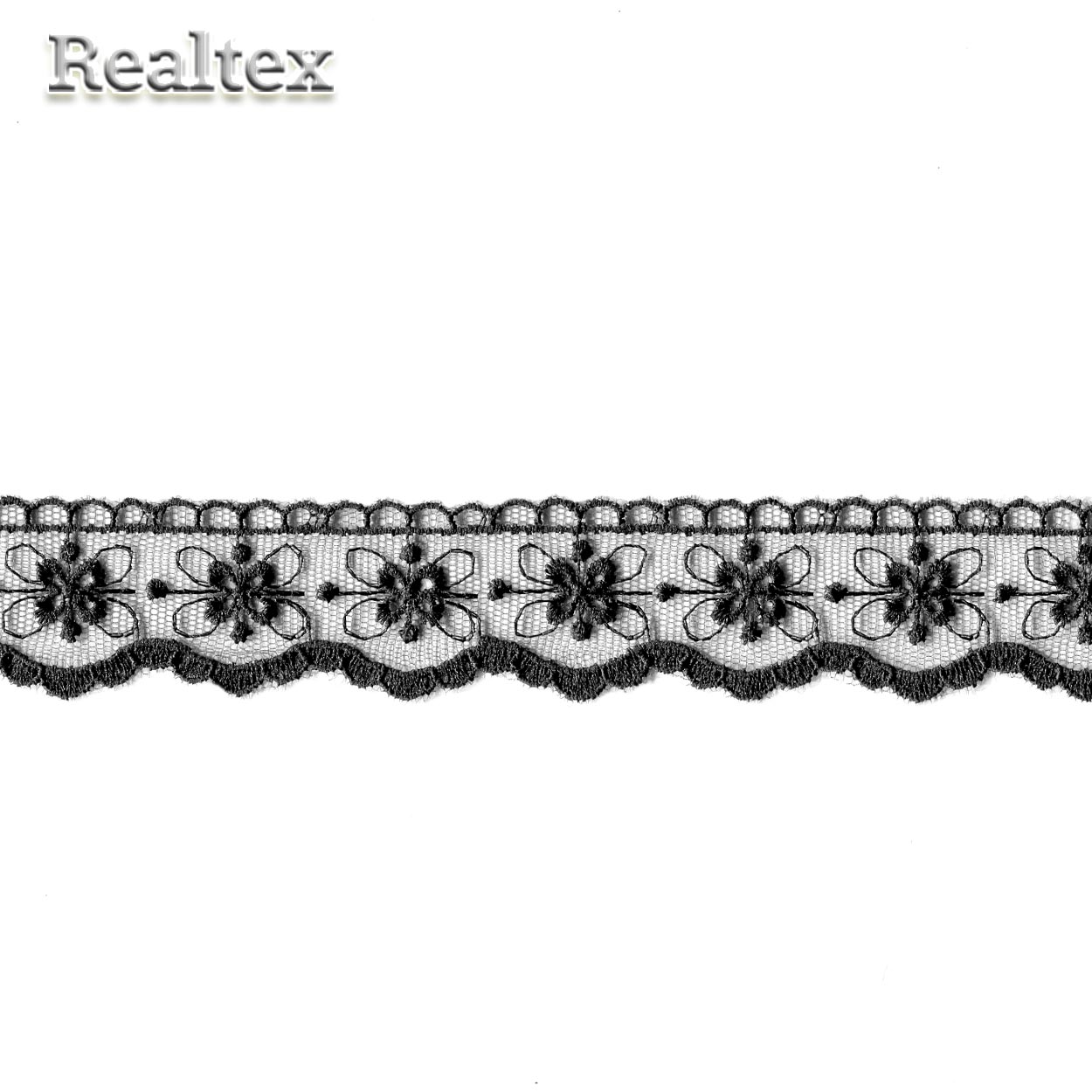 Кружево Реалтекс на сетке  33мм 4BE4015 (12м) цв.черный