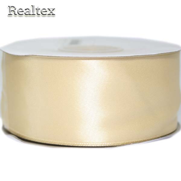 Лента атласная 38мм Realtex (32.9м) цв.080 жёлто-бежевый