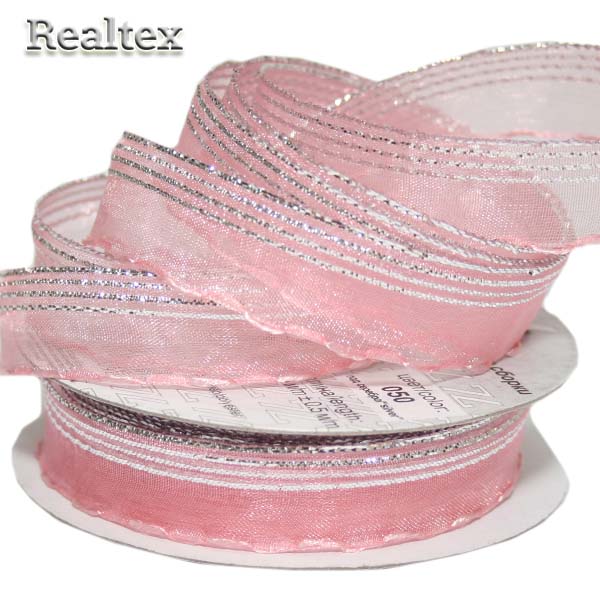 Лента капроновая 15мм ORT-15 "Blitz" цв.050 бл.розовый/серебро