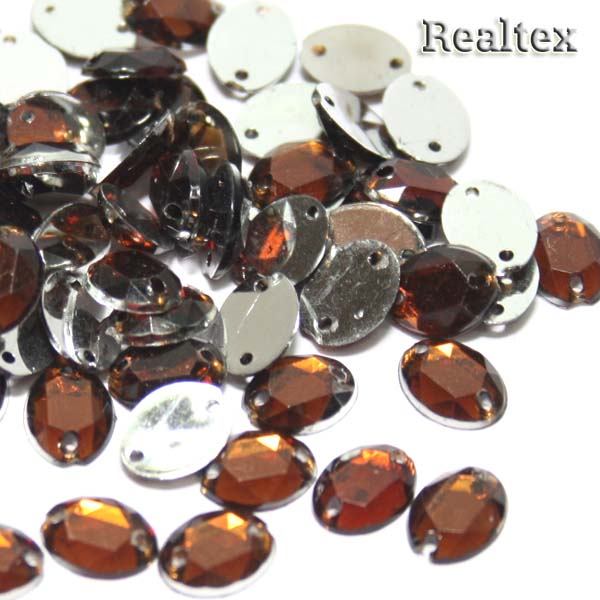 Стразы пластиковые пришивные овал 6*8мм цв.коричневый