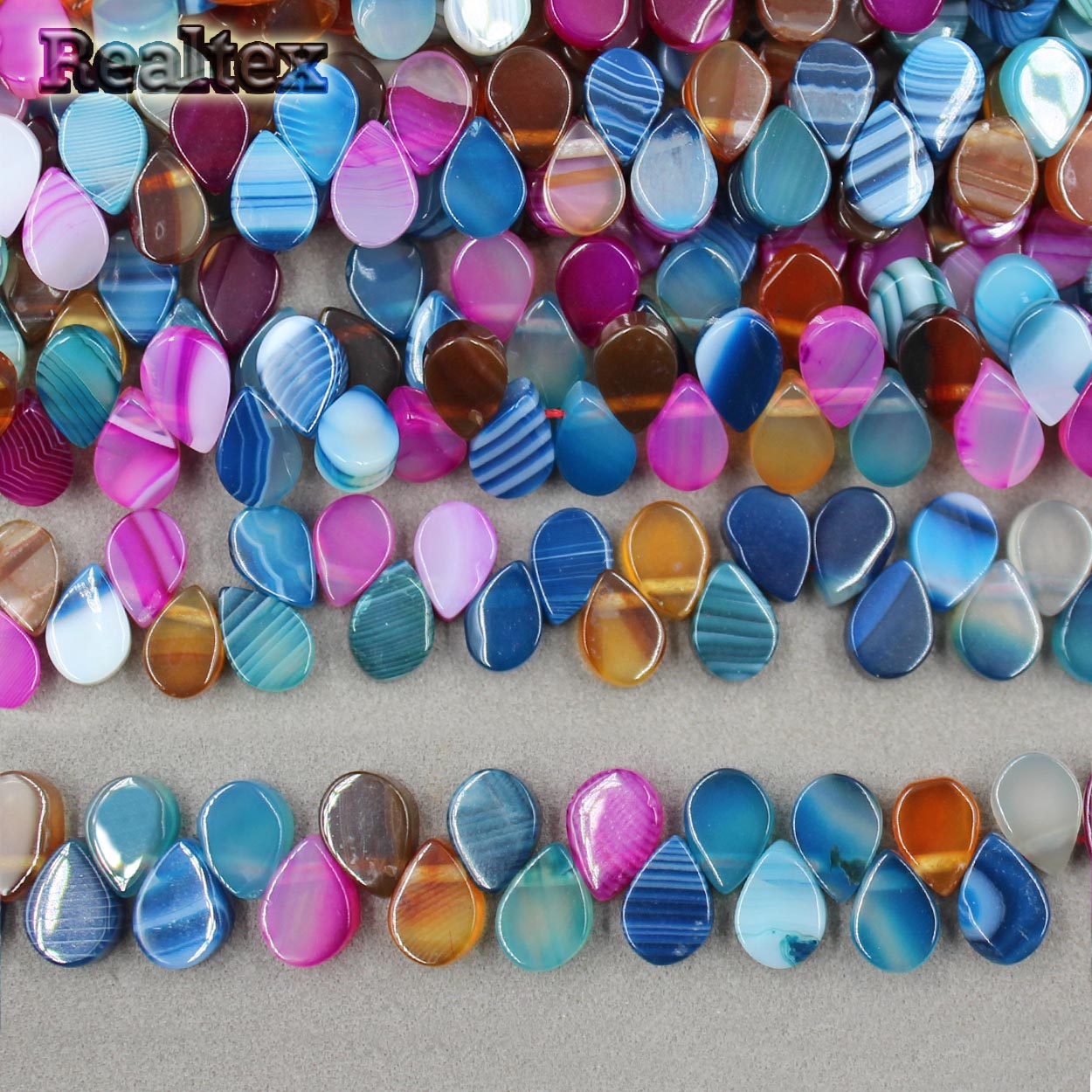 Бусины Реалтекс из натурального камня Агат капля 3*5*8мм дл.39см (105шт) цв.mix