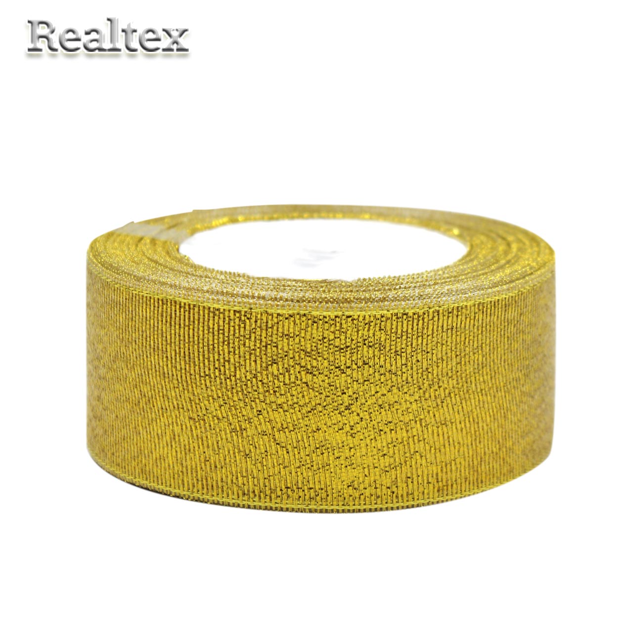  Лента металлизированная Realtex 38мм (22,8м) цв.золото 