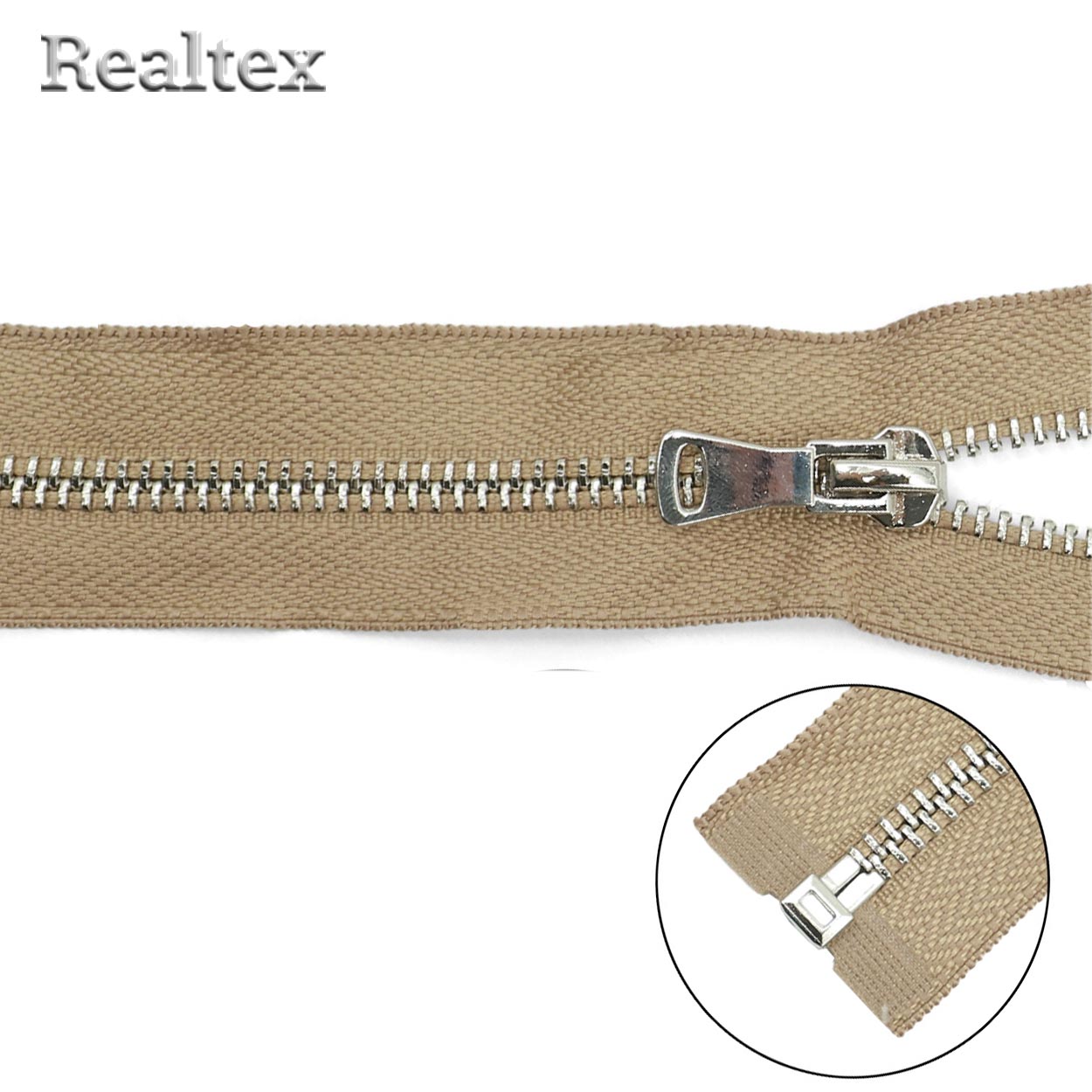 Молния металл Т.5  70см неразьемная цв.никель/128 бежевый