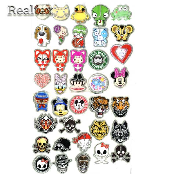 Термоаппликации-стразы детские №17 на листе 24*40см (37шт)