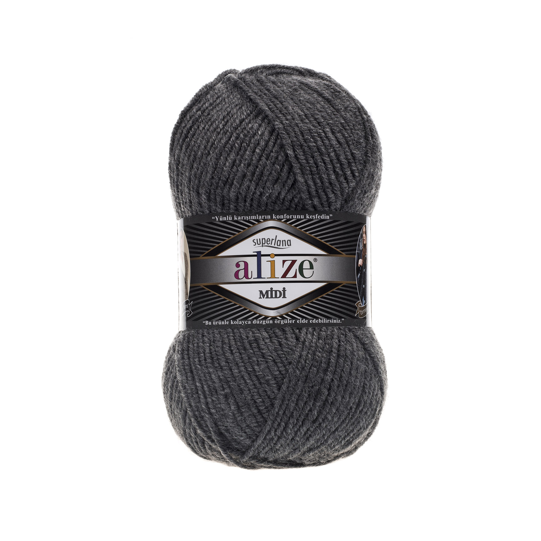 Пряжа Alize "Super Lana Midi" (100гр) цв.182 ср.серый меланж 