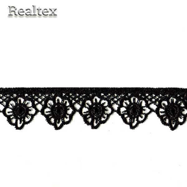 Кружево  гипюр  Realtex  27мм R-10862-1 цв.черный  