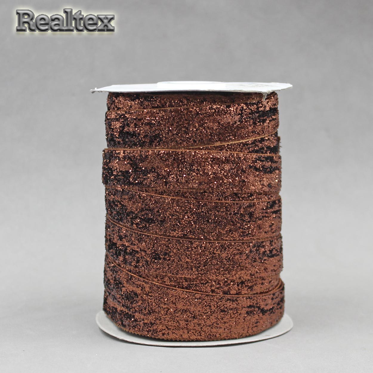 Лента бархатная люрекс RS 15мм цв.14 коричневый