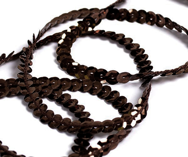 Пайетки на нитях гранёные 6мм RS цв.А-3 коричневый 