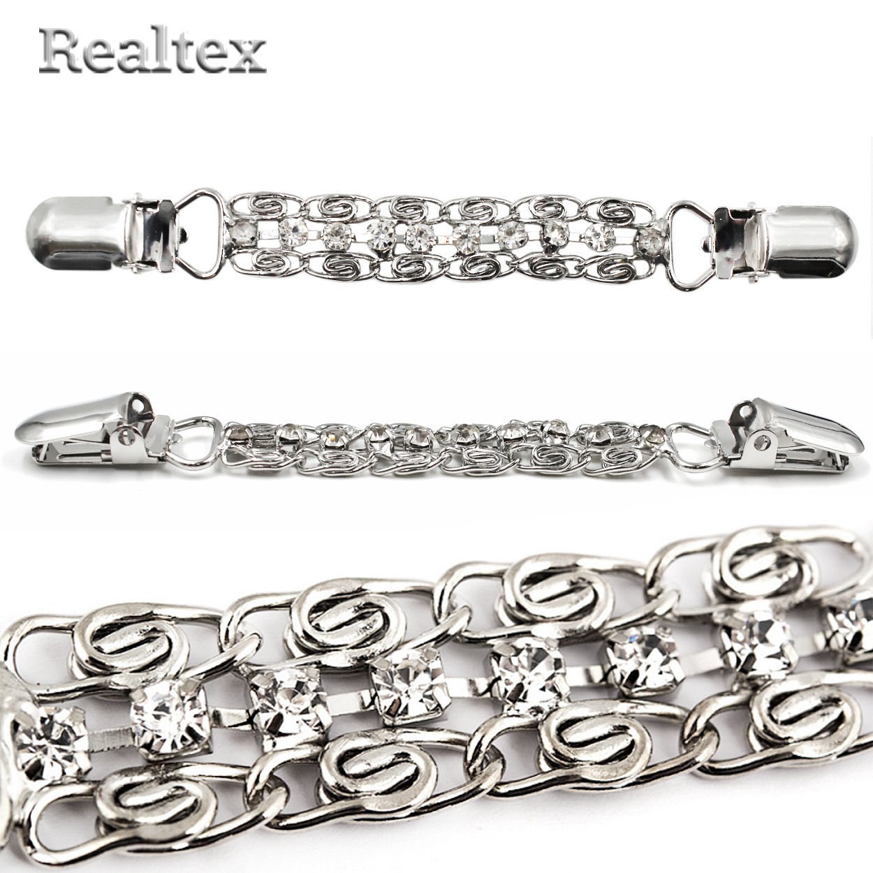 Застежка-клипса для кардигана  Realtex 120*15мм (4шт) цв.никель