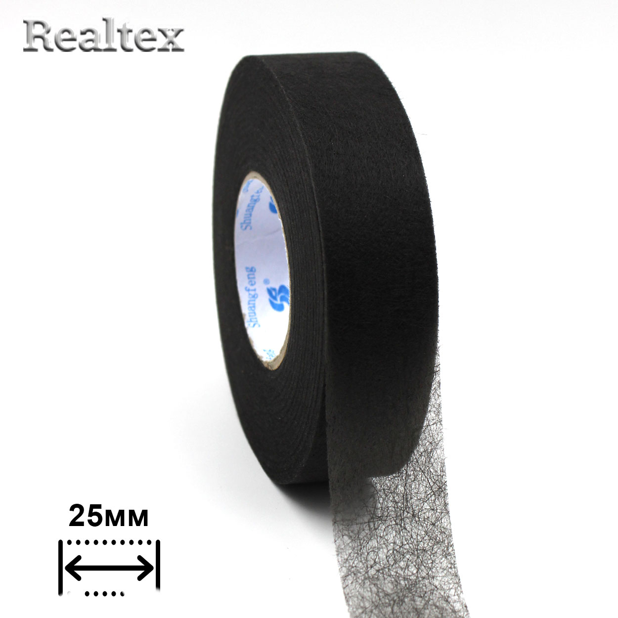  Паутинка  25мм Realtex (64м) цв.черный 