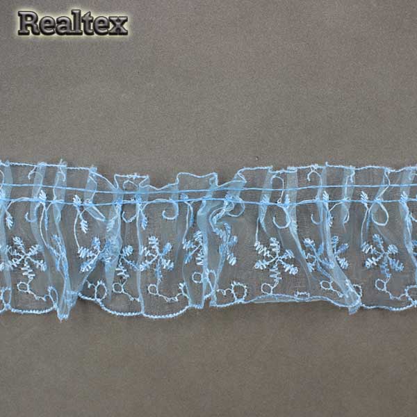  Тесьма "рюш" Реалтекс R5-2 шир.65мм  цв.голубой