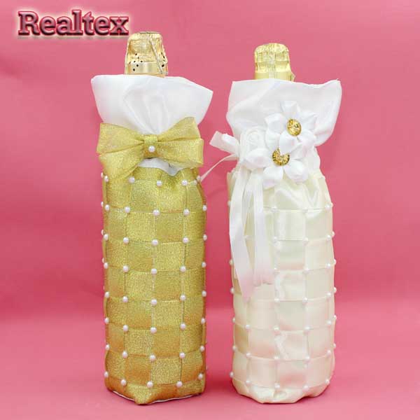 Украшения на бутылки №0003 цв.золото/белый