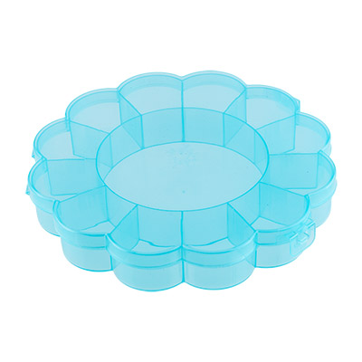 Контейнер пластик OM-013 для швейных принадлежностей 16*2,7мм 13 секций цв.голубой прозрачный