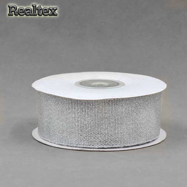  Лента металлизированная Реалтекс 38мм (22,8м) цв.серебро 