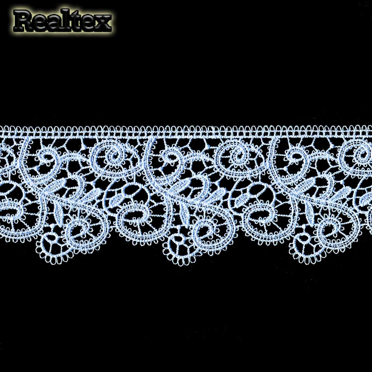 Кружево  гипюр  Realtex  60мм R-6510 (9,1м) цв.320 голубой