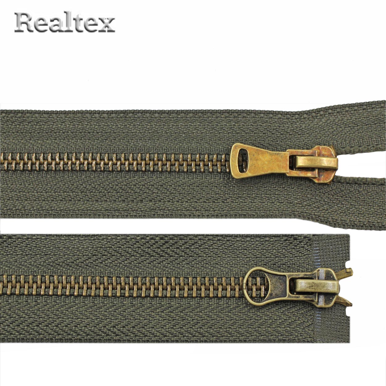 Молния металл Т.5 2замка 80см разъемная цв.антик/078 хаки