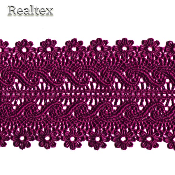 Кружево  гипюр  Realtex 112мм LF-7057 цв.17 вишневый  