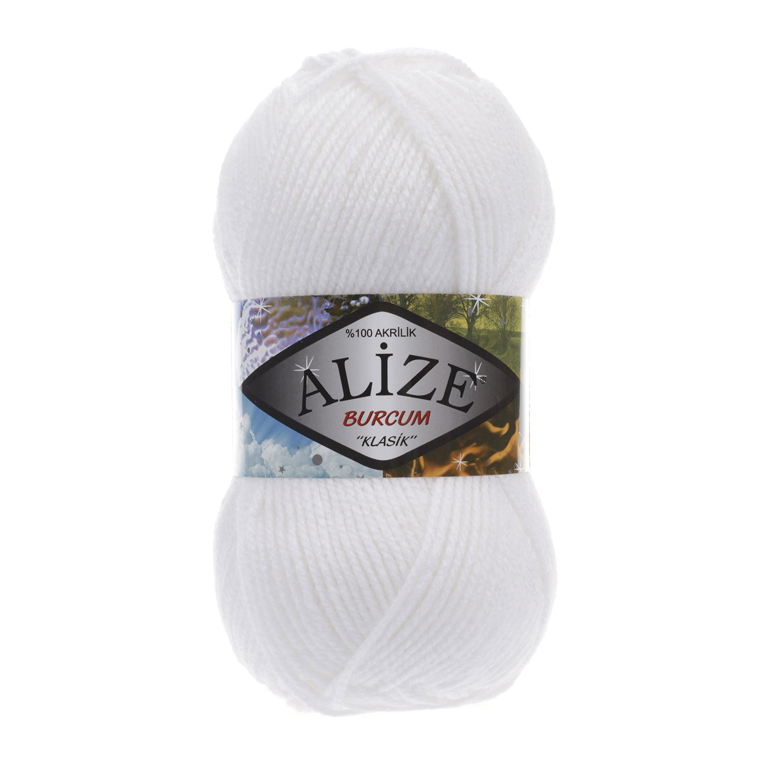 Пряжа Alize "Burcum Klasik" (100гр) цв.белый 55