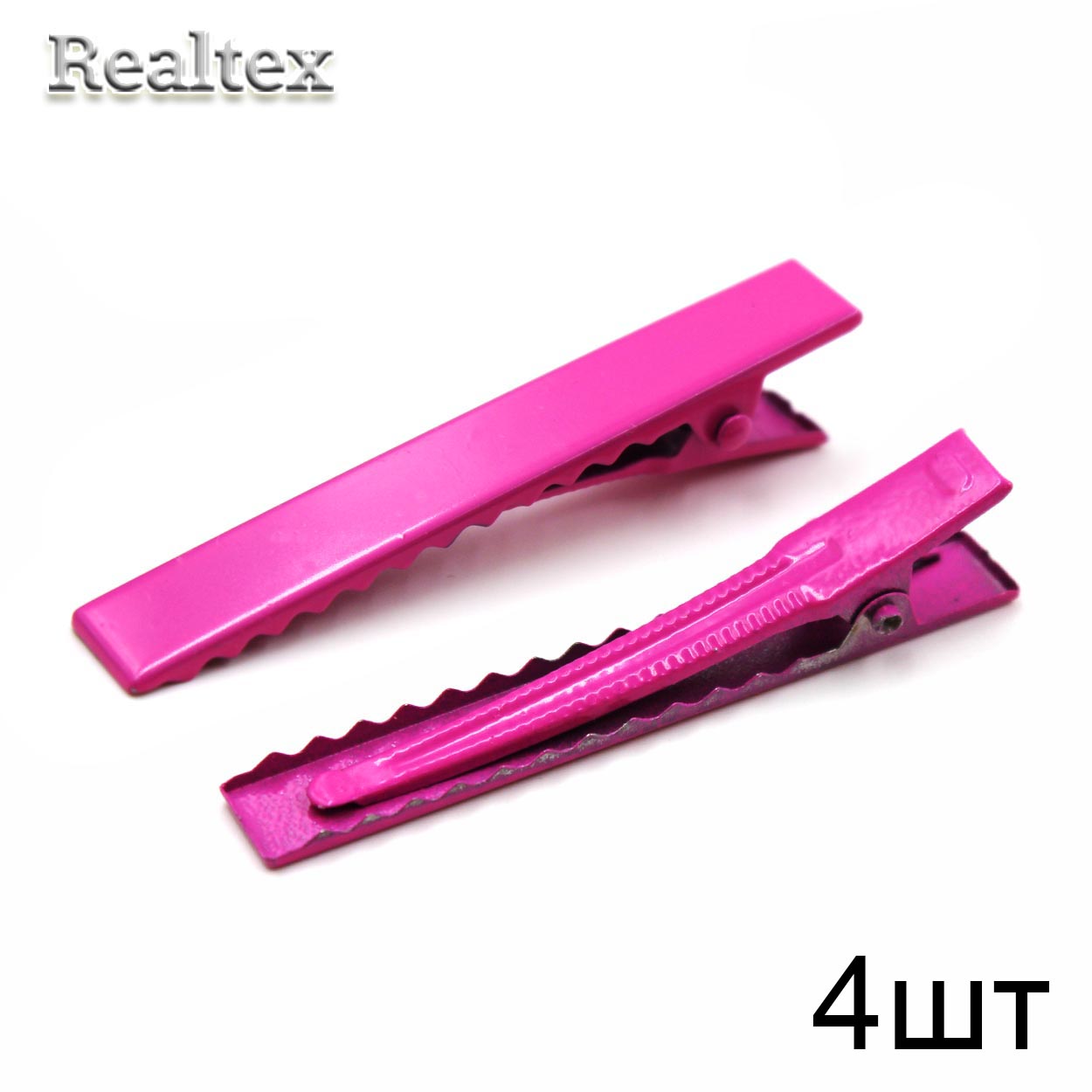 Заготовка для заколок RS 60мм прямоугольная (4шт) цв.ярко-розовый