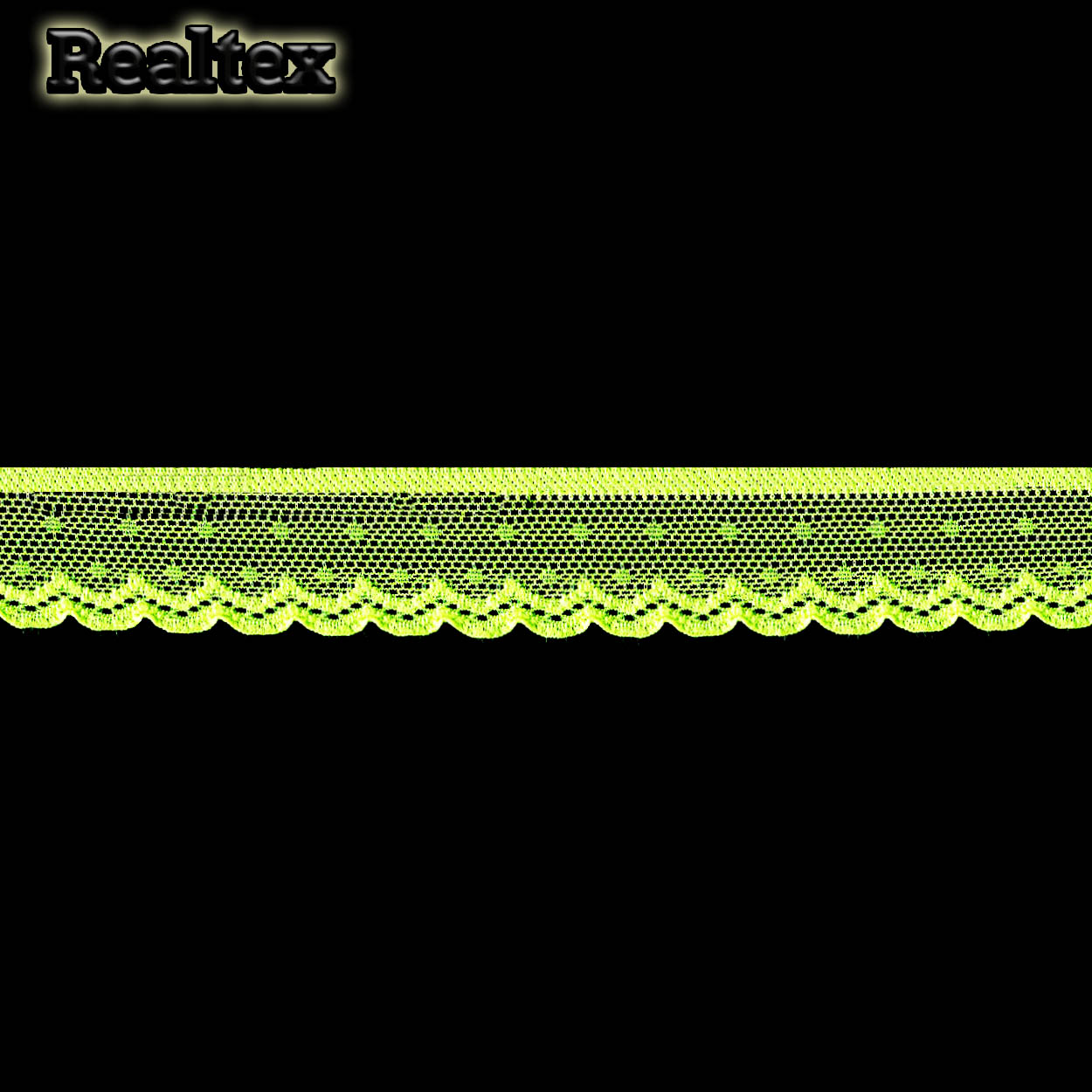 Кружево стрейч  25мм TBY 8028 цв.F229 зелёно-жёлтый неон