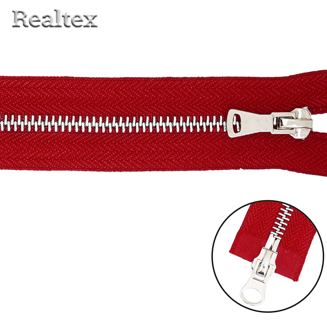 Молния металл Т.5 2замка 85см разъемная цв.никель/519 красный