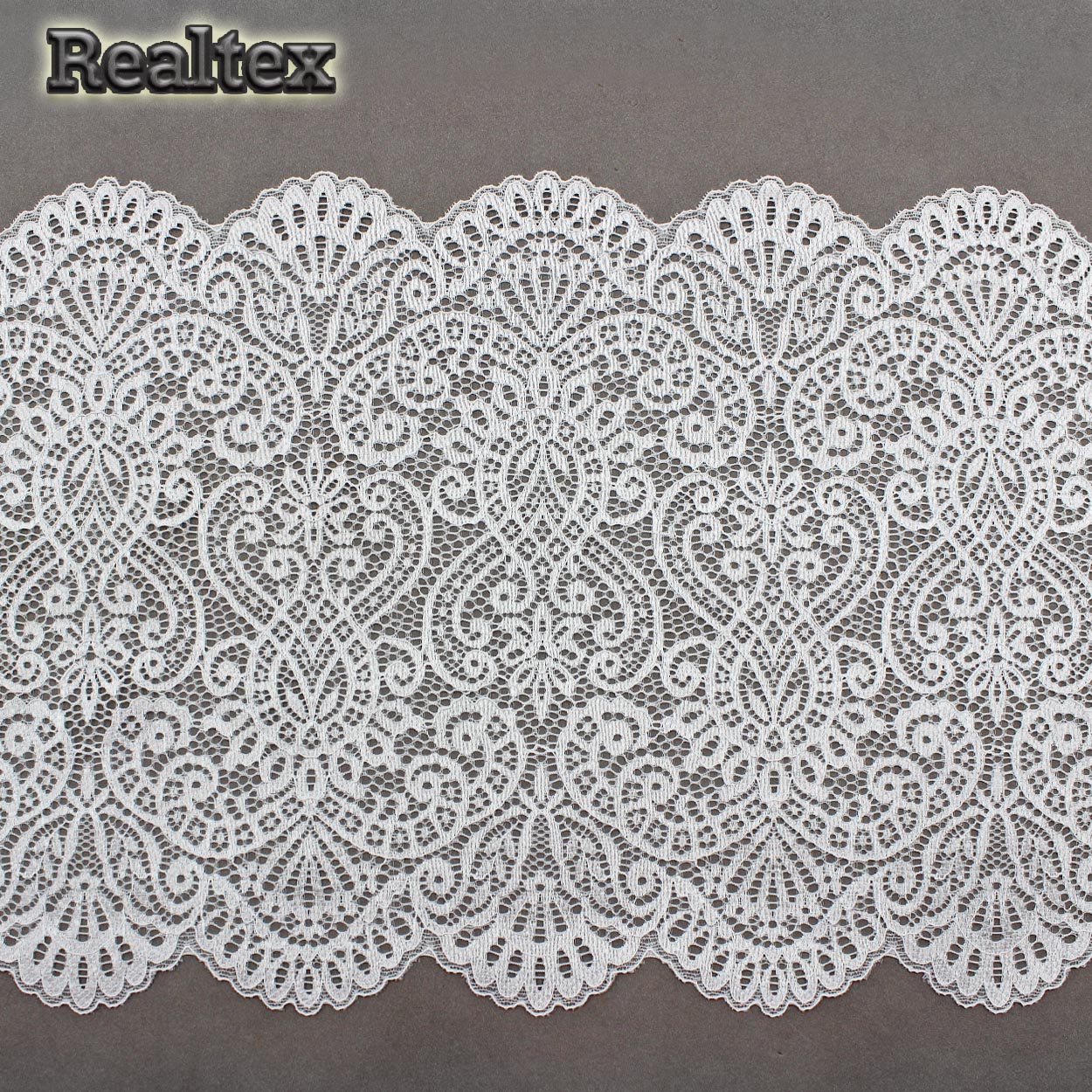 Кружево стрейч 240мм TBY 40992 цв.001 белый