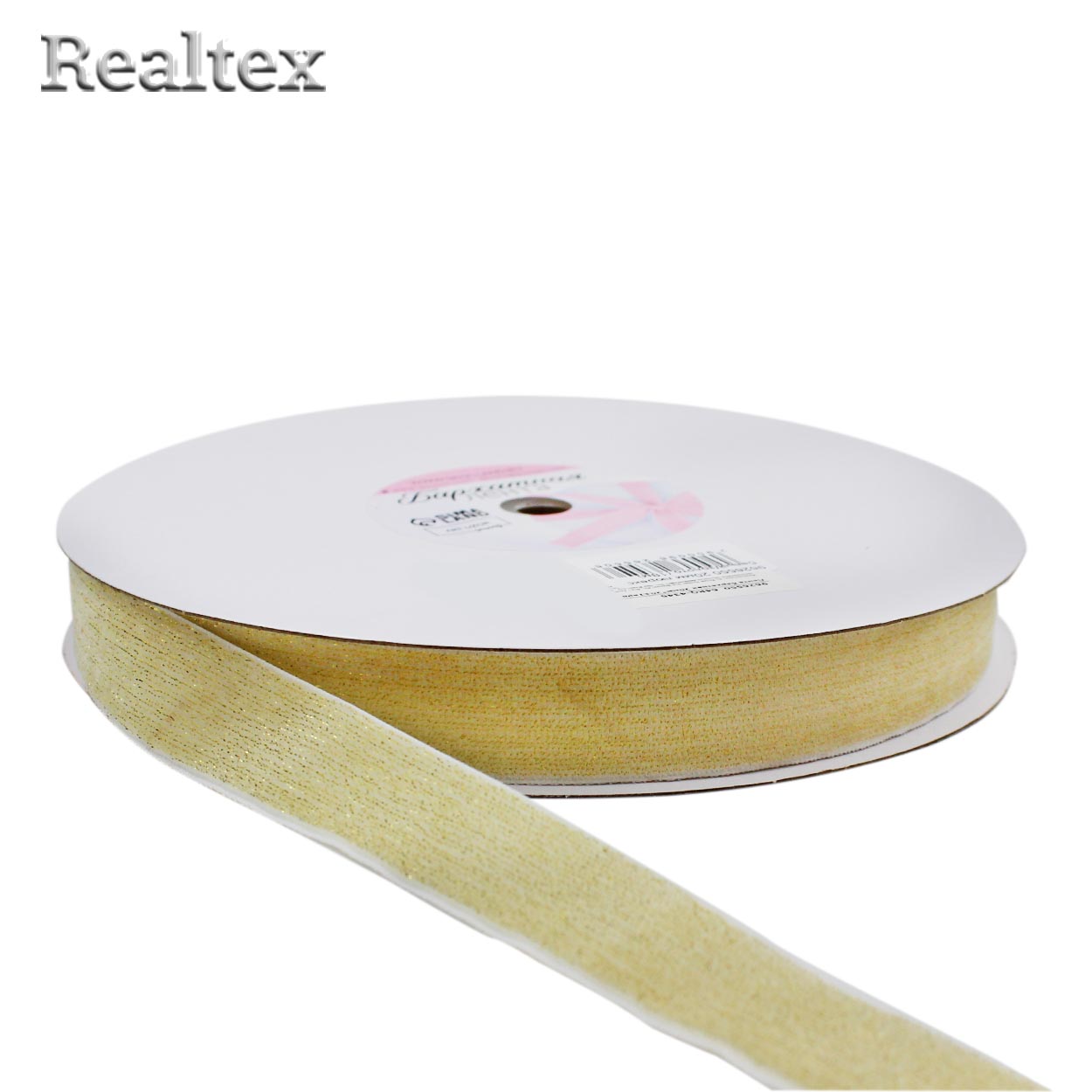 Лента бархатная люрекс 20мм 9626550 цв.белый/золото